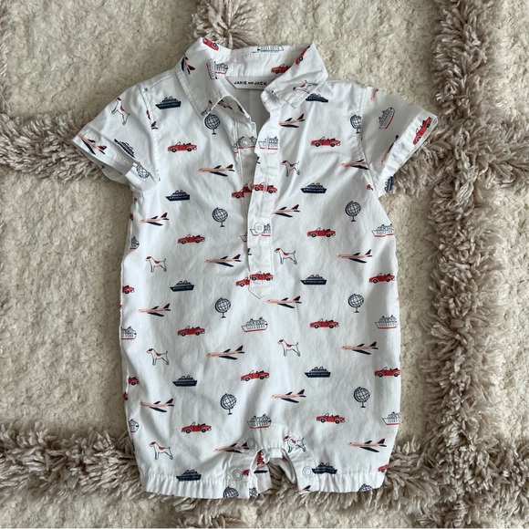 NWOT Janie and Jack Vehicle Print Romper - Picture 1 of 3